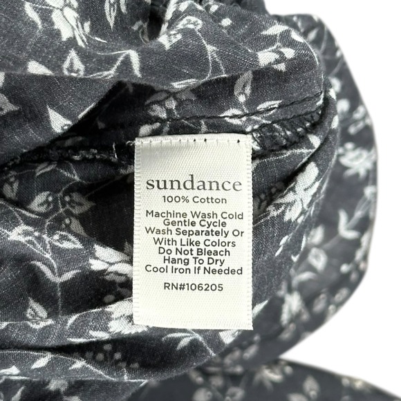 SUNDANCE Alaina Black Floral Lace Trim Tie Front Blouse Top Women's Medium Boho - Picture 6 of 7